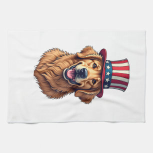 Paño De Cocina Camiseta Vintage de Golden Retriever del Cuatro de