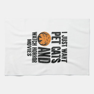 Paño De Cocina Camiseta vintage de Halloween de terror de gatos d