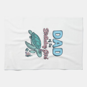Paño De Cocina Camiseta Vintage de Papá de la Cumpleañera Tortuga