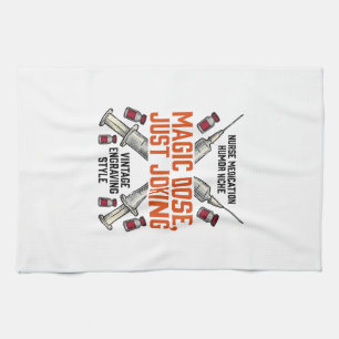 Paño De Cocina Camiseta Vintage Dosis Bruja Humor Enfermera Medic