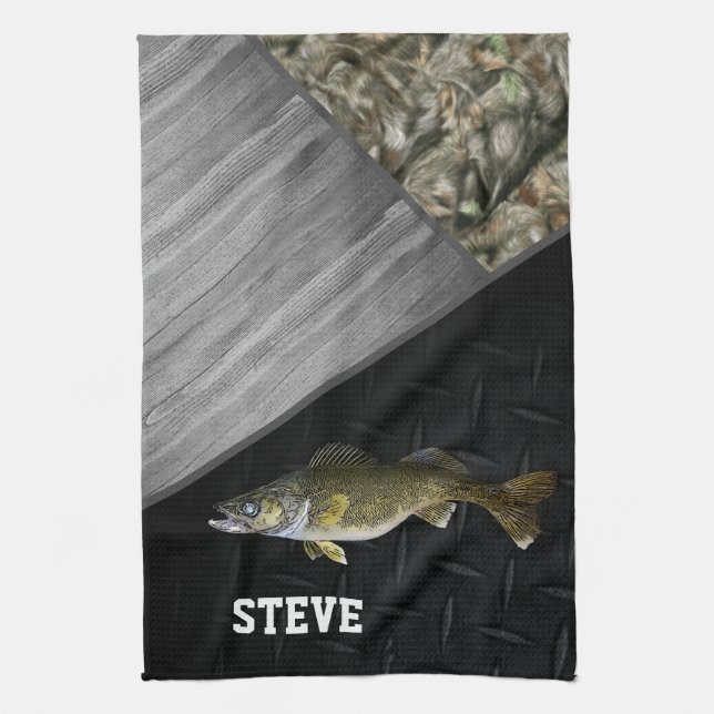 Paño De Cocina Camo de pesca esgrimida llama Guay masculino (Vertical)