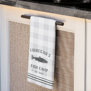 Paño De Cocina Campamento de pescados personalizados Rustic Plaid
