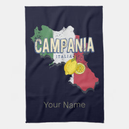 Paño De Cocina Campania Italia Región Retro Mapa de recuerdos de