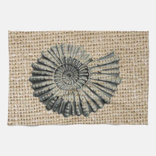 Paño De Cocina campanilla de moda costera de burlap en french (Horizontal)