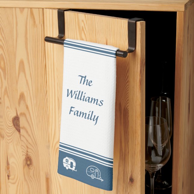 Paño De Cocina Campers retro de nombre de familia personalizado e (Pliegue de tercios)