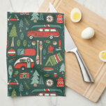 Paño De Cocina Camping de Navidades rusos<br><div class="desc">Un diseño rústico de Navidades dibujados a mano con ilustraciones acogedores y lindos de camping y vida lacustre. Los colores incluyen colores Navidades tradicionales de verde, rojo y blanco, así como verde azulado oscuro y verde menta. Un gran regalo de vacaciones para los amantes de la naturaleza, niños y adultos...</div>