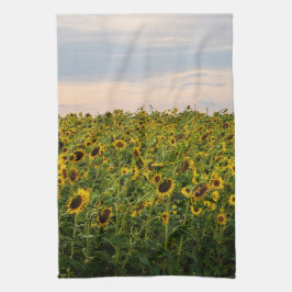 Paño De Cocina Campo de girasol en luz nocturna