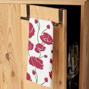 Paño De Cocina Campo de los Coppies rojo