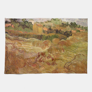 Paño De Cocina Campos de trigo con Auvers de Vincent van Gogh