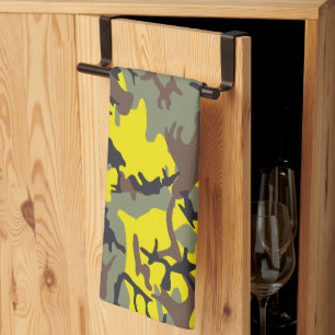 Paño De Cocina Camuflaje Amarillo y Marrón, Militar, Ejército