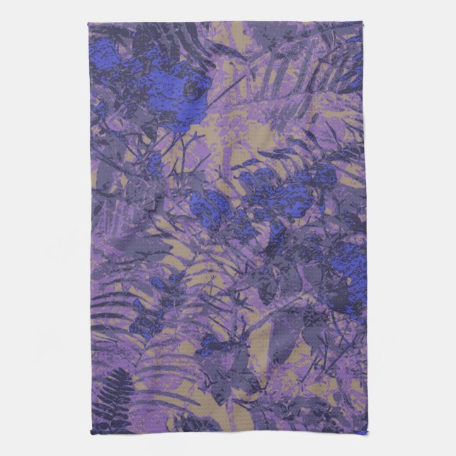 Paño De Cocina Camuflaje contra la flor azul (Vertical)