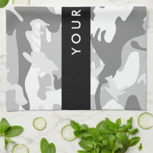 Paño De Cocina Camuflaje Gris Nieve de Invierno Personaliza tu no