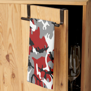 Paño De Cocina Camuflaje rojo y gris, ejército