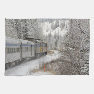 Paño De Cocina Canadá, Alberta. Tren de nieve de VIA Rail entre