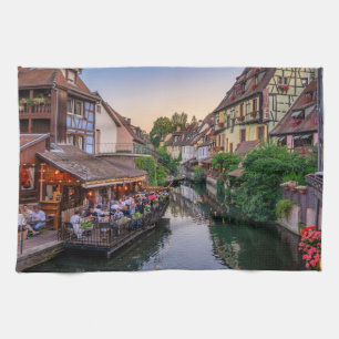 Paño De Cocina Canal de agua de flores de Alsacia Francia