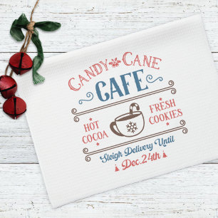 Paño De Cocina Candy Cane Cafe Holiday Navidades