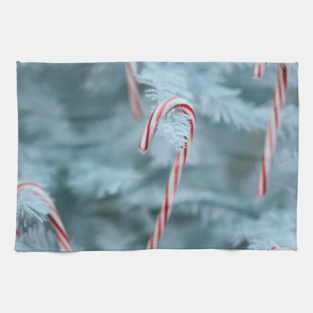 Paño De Cocina Candy Cane en el árbol (Horizontal)