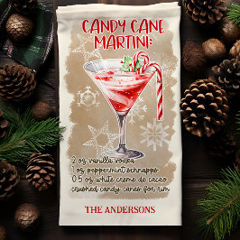 Paño De Cocina Candy Cane Martini Navidades Receta de cócteles