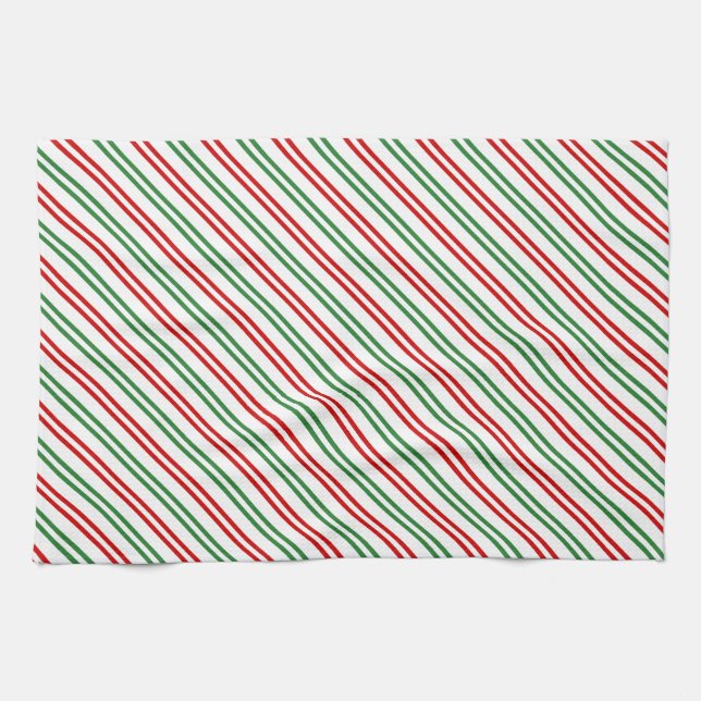 Paño De Cocina Candy Cane Navidades Strips Red Green (Horizontal)