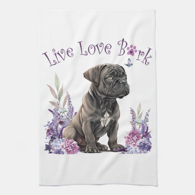Paño De Cocina Cane Corso Dog Mom Floral (Vertical)