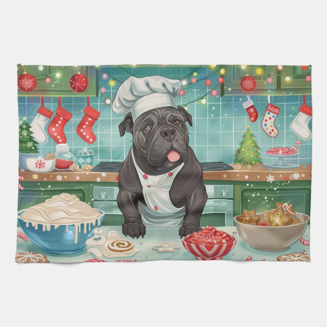 Paño De Cocina Cane Corso Holiday Baking: Navidades festivos (Horizontal)