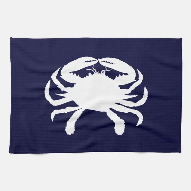 Paño De Cocina Cangrejo de forma azul y blanco (Horizontal)