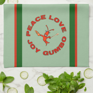 Paño De Cocina Cangrejos del Gumbo del amor de la paz