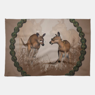 Paño De Cocina Canguros lindos con sunglassees