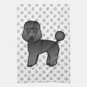 Paño De Cocina Caniche de juguete negro perro de dibujos animados
