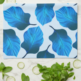 Paño De Cocina Canna Tropicanna Las hojas tropicales en azul