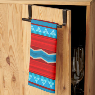 Paño De Cocina Cañón del río suroeste geométrico rojo turquesa