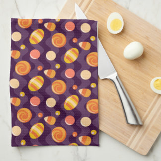 Paño De Cocina Cañones de maíz dulce de Halloween en morado