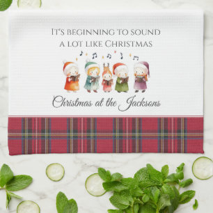 Paño De Cocina Cantantes de Carollers Navidades personalizados de