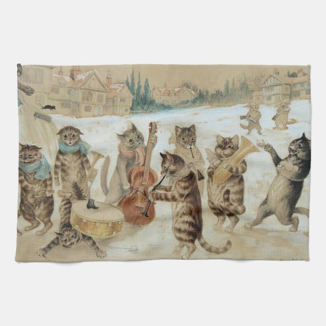 Paño De Cocina Canto de gatos Carol por Louis Wain (Horizontal)