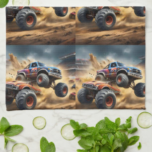 Paño De Cocina Caos en las ruedas: Monster Truck Smash Derby,