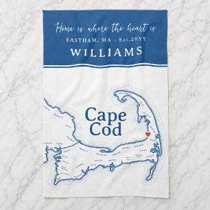 Paño De Cocina Capa azul marino de Cape Cod Mapa Nueva Casa