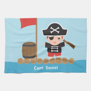 Paño De Cocina Capitán Pirata del Océano Balsa Niño Adorable