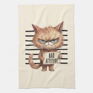 Paño De Cocina Captura de pantalla de gato de mala actitud - Grac