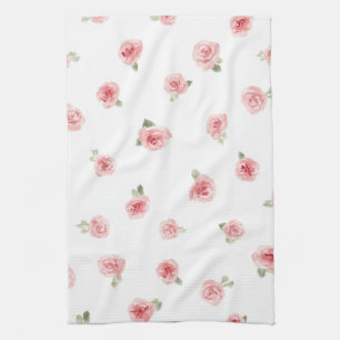 Paño De Cocina Capullo de rosa rosa acuarela floral vintage rosa 