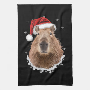 Paño De Cocina Capybara Divertida Navidad
