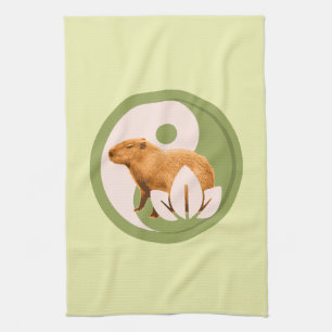 Paño De Cocina Capybara Zen Yin Yang Naturaleza Pacífica