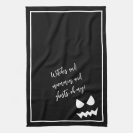 Paño De Cocina Cara de fantasma de Halloween aterradora en blanco