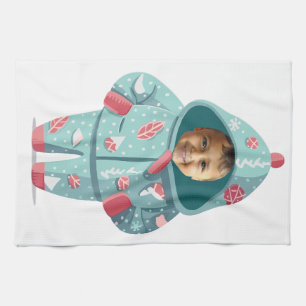 Paño De Cocina Cara de Niño en Navidad Personalizada 