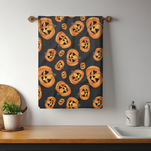 Paño De Cocina Cara feliz de calabaza | Halloween (Subido por el creador)