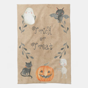 Paño De Cocina Caracteres de Halloween de Cute Watercolor Style