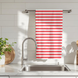 Paño De Cocina Caramelo Caña Rojo y Blanco Rayado Horizontal Simp