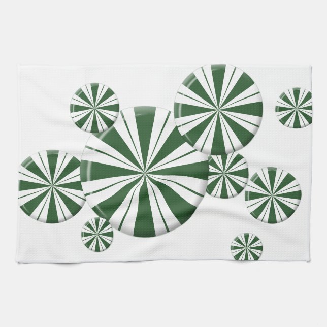 Paño De Cocina Caramelo de Raya de Menta Verde (Horizontal)