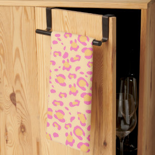 Paño De Cocina Caramelo Rosa Leopardo Estampado Animal Glam 1