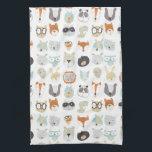 Paño De Cocina Caras amigables | Retratos de animales salvajes<br><div class="desc">Esta huella de color de agua muestra caras de animales adorables | Por Junio Erica Vess</div>