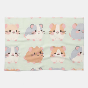 Paño De Cocina Caras de Hámster Lindas Patrón Pastel Kawaii